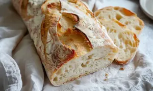 Nybakad ciabatta med krispig skorpa och luftig insida. Perfekt för ditt nästa ciabatta recept.