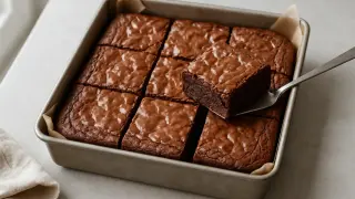 Nybakade brownies i form, redo att serveras. Ett perfekt brownie recept för fikat.