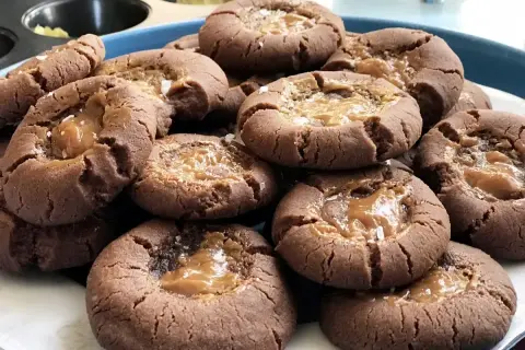 Chokladkakor med kolafyllning, strösslade med flingsalt. Perfekta kakor som går att frysa för senare njutning.