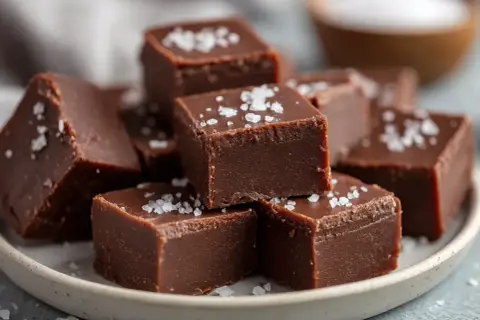 Chokladfudge med havssalt, perfekt för ett enkelt fudge recept.