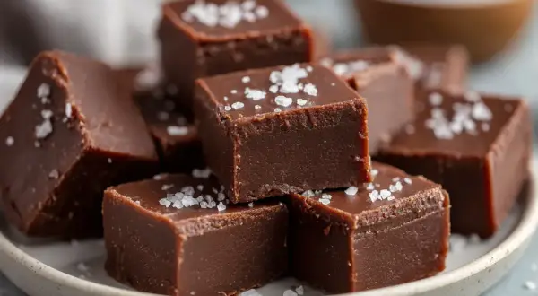 Chokladfudge med havssalt, perfekt för ett enkelt fudge recept.