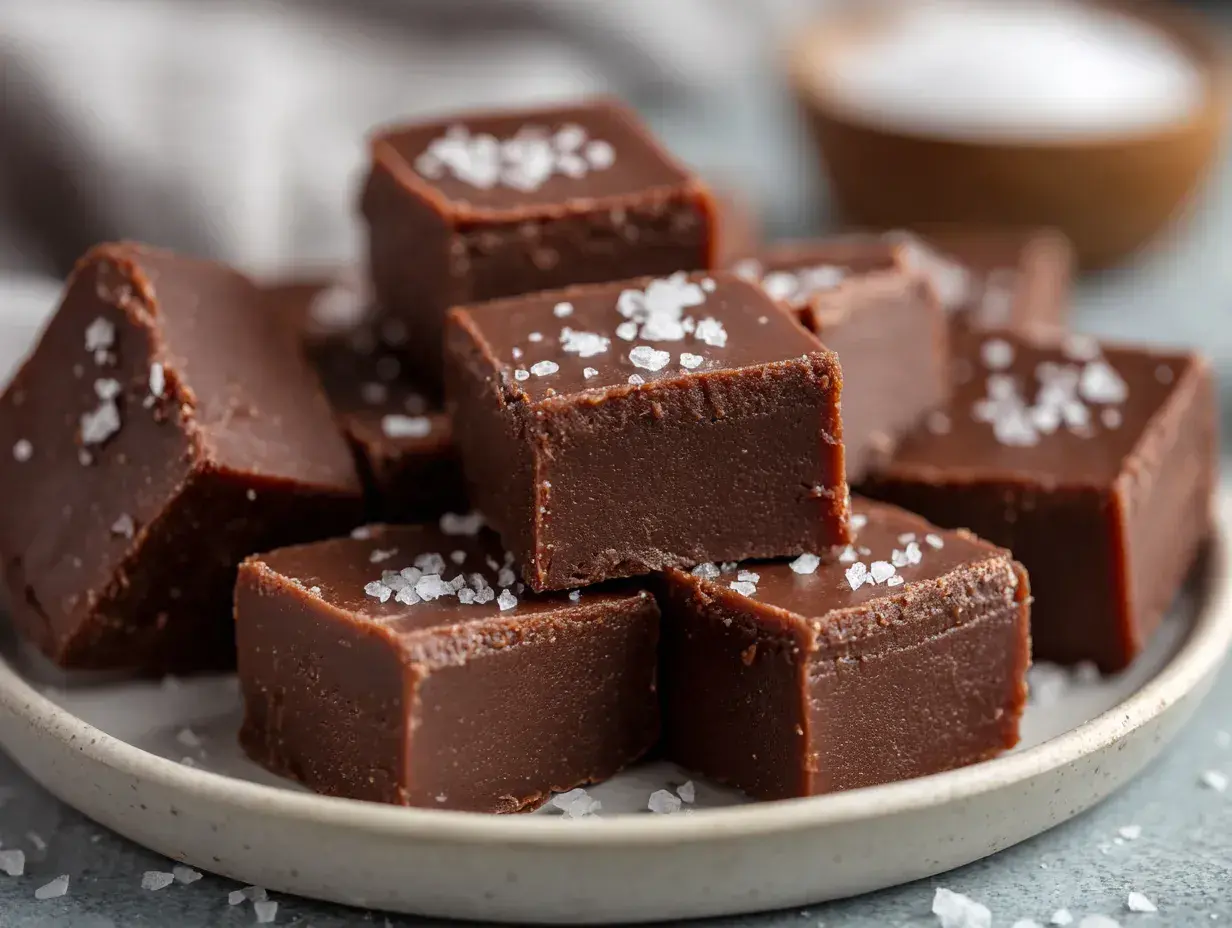 Chokladfudge med havssalt, perfekt för ett enkelt fudge recept.