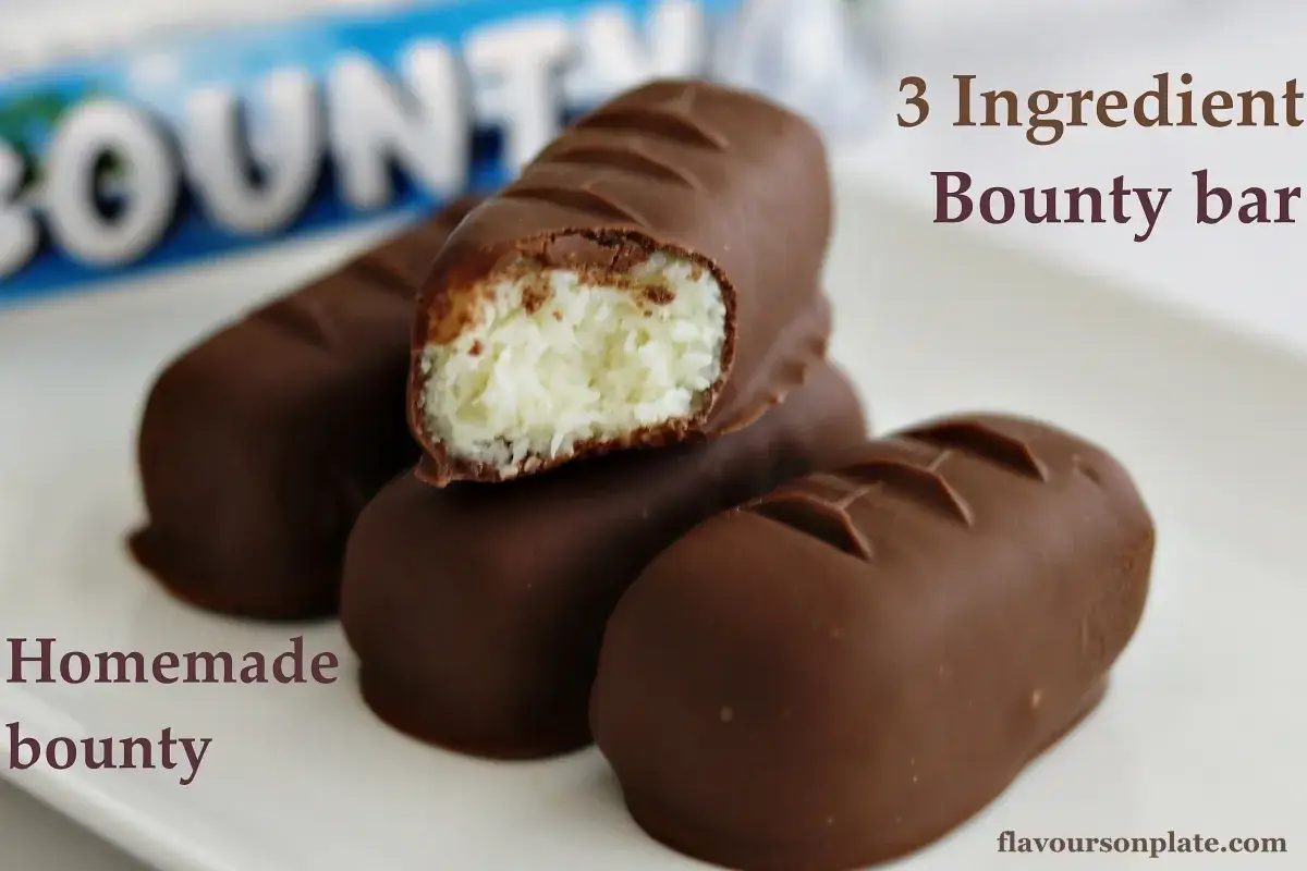 Hemgjord bounty med kokos och choklad. Enkla att göra, smakar som originalet!