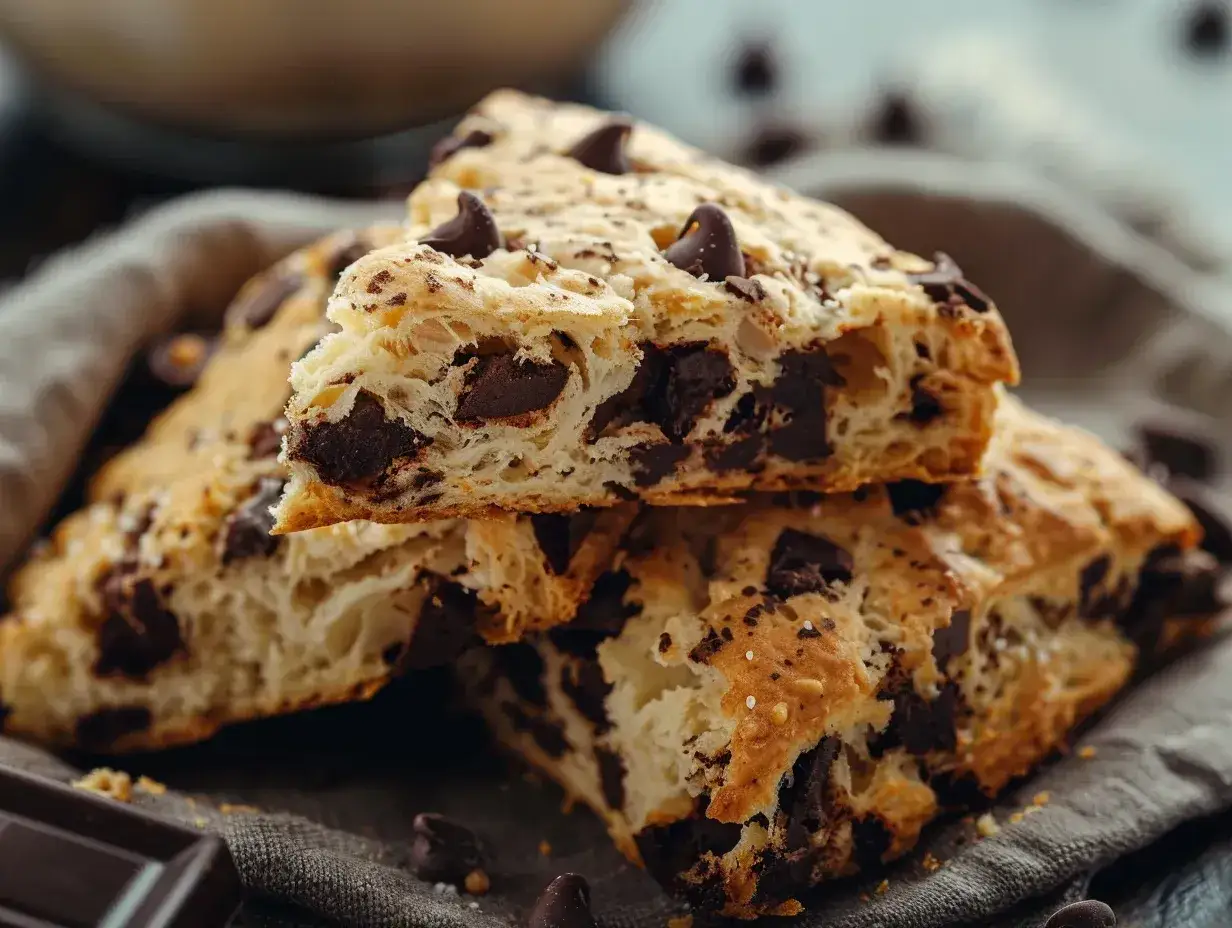 Ljuvliga scones med chokladbitar, perfekta att doppa i ett glas kall mj&ouml;lk.